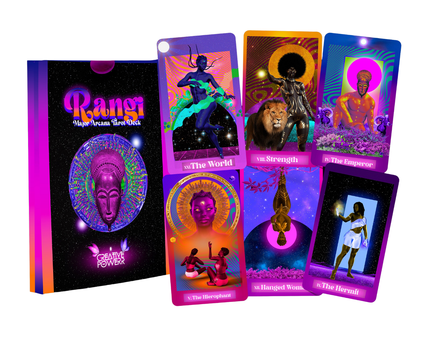 Rangi African Major Arcana Tarot Deck | 22 Card Colorful Divination Deck